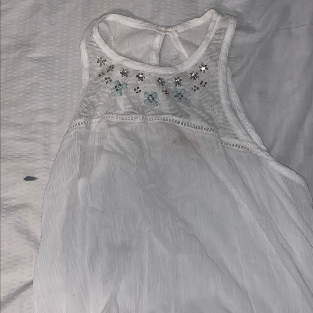 White, jeweled tank top!